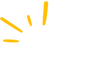 Ray logo, sun rays over the letters RAY
