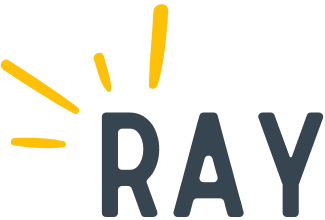 Ray logo, sun rays over the letters RAY